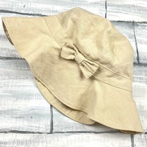 Vintage Linen Berry Bucket Hat Khaki Beige Berry Embroidery Bow Detail Sun Hat 4